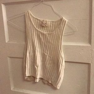 Cream ribbed crop top